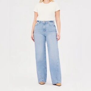 NWT WARP + WEFT Nce wide leg mid tone classic high rise denim jeans 4/27